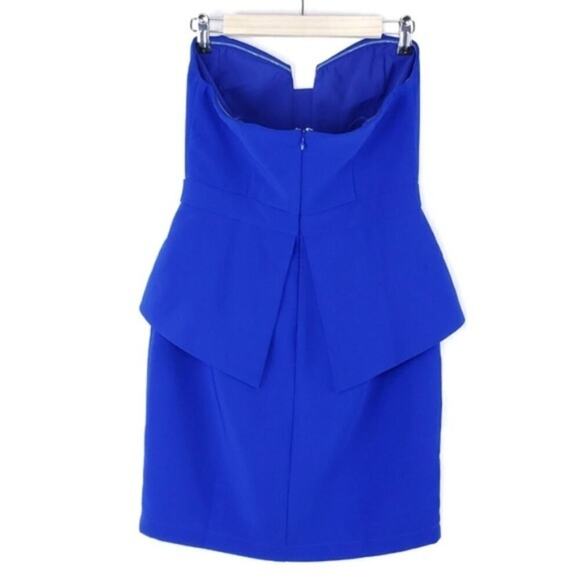 Adelyn Rae Strapless Peplum Blue Sheath Girls Night Out Party Cocktail Dress - Picture 4 of 7